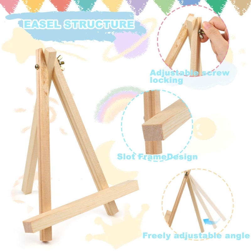 DSUWAZU 4PCS 9 Inch Wood Easels  Tripod  Painting Party Easel  Kids Student Tabletop Easels for Painting  Easel Stand for Painting Canvases  Portable Canvas Photo Picture Sign Holder. - Image 3